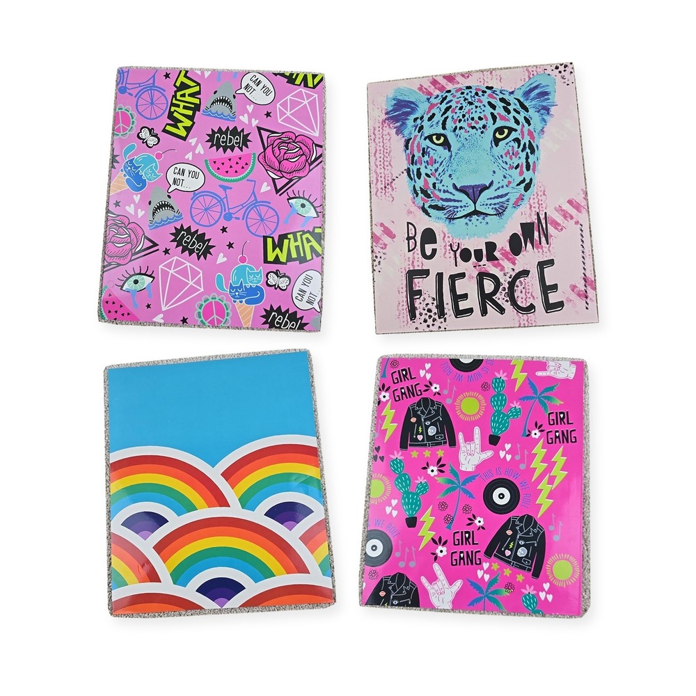 Top Flight Fun Graphic Pocket Folders Lot of 4 3 Ring Binder School New